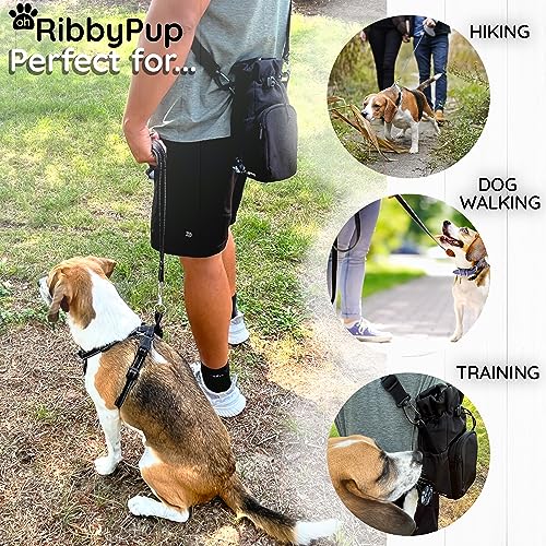 RibbyPup Waterproof Dog Walking Bag with Universal Water Bottle Holder