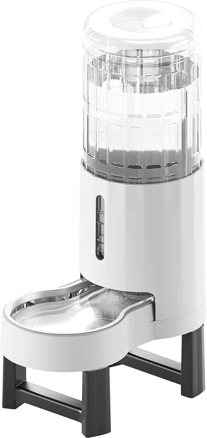 CZPET Elevated Dog Water Bowl Dispenser for Large Dogs,2.5 Gallon Tall Raised Pet Waterer Stand,Relieve Neck Pressure,Large Capacity and Drinking Area Noise-Free for Pets (9.5L+Stand,White)