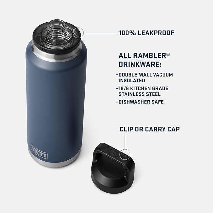 YETI Rambler 46 oz Bottle, Leakproof, Vacuum Insulated, Stainless Steel with Chug Cap, Ridgeline