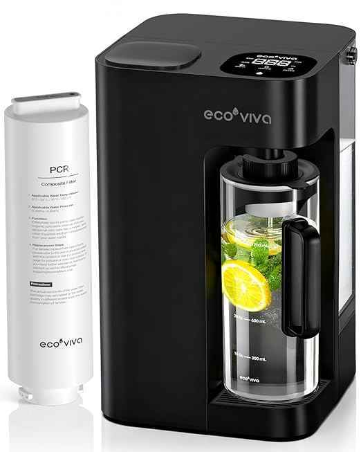 Mate 3 Reverse Osmosis Water Filter Countertop, 3:1 Pure to Drain, Smart Autofill Pitcher, No Installation Water Purifier, 8 Stage RO Water Filtration, with Remineralization, Black