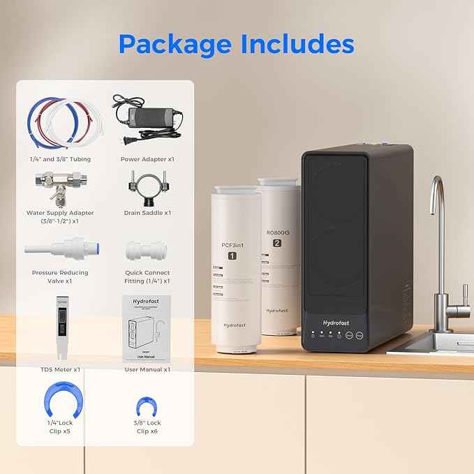800GPD Reverse Osmosis System, 9 Stage Tankless RO Water Filtration System, Under Sink Water Filter 𝐈𝐧𝐜𝐥. 𝟏 𝐄𝐱𝐭𝐫𝐚 𝐓𝐃𝐒 𝐌𝐞𝐭𝐞𝐫, 2.5:1 Pure to Drain, Reduce TDS, FCC Listed