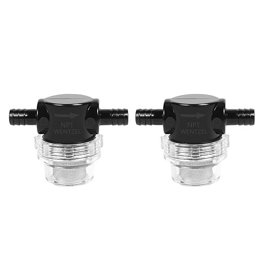 Water Pump Strainer Filter 1/2" NPSM Outlet for Twist-On Pipe Sprayer 3/8 Inches Hose Barb in-Line Strainer with Stainless Steel Filter Screen for RV Water Pump Camper Marine Boat Lawn (2 Pack)