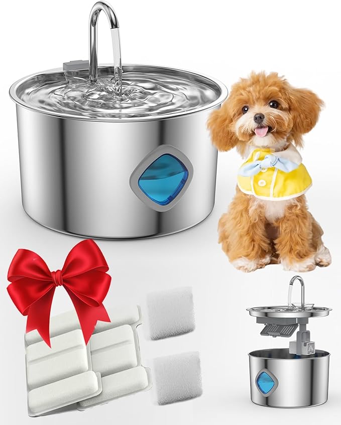 Vetiflow - Set It Once - Fresh Water 24/7, 100% Safe for All Dogs, Vetiflow Dog Bowl with Always Clean, Never Slimy, 108 Oz Vetiflow Water Fountain, Vetiflow Water Bowl (2filter + 2cotton)
