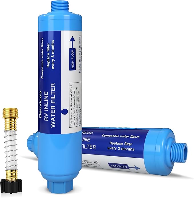 2 Pack RV Water Filter - Inline Hose Water Filter, NSF Tested Lead-Free, Advanced Filtration for Camping, RV Travel, Garden Watering