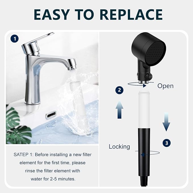 Replacement Shower Filter Cartridge Compatible With PWERAN Filtered Showerhead for Hard Water,Replacement shower Filter for Shower Head(4-Pack)