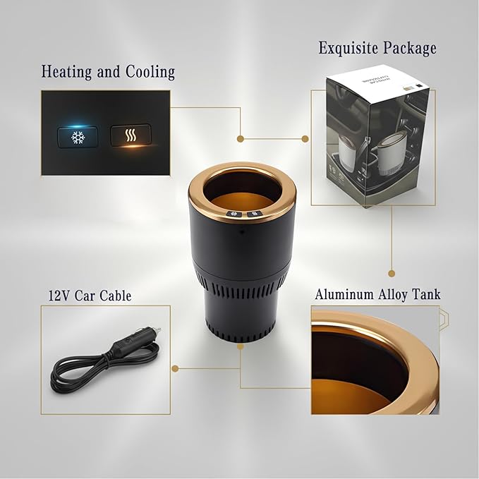 2-in-1 Car Cup Cooler Warmer Smart Temperature Control Travel Coffee Car Cup Holder， Smart Car Tumbler Holder Suitable for Coffee, Baby Bottles, Water, Tea, Drinks