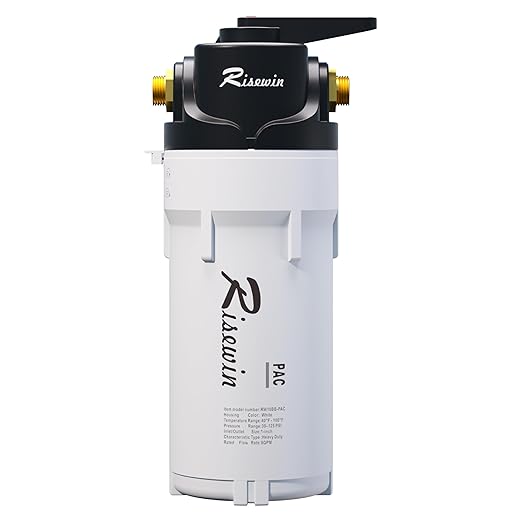 Whole House Water Filter System with 4-Mode Valve,Removes Iron, Sediment, Rust & Chlorine,Freeze Proof,8 GPM High Flow Pre-Filtration System for Well Water & City Water(Single Stage,10 Inch, Black)