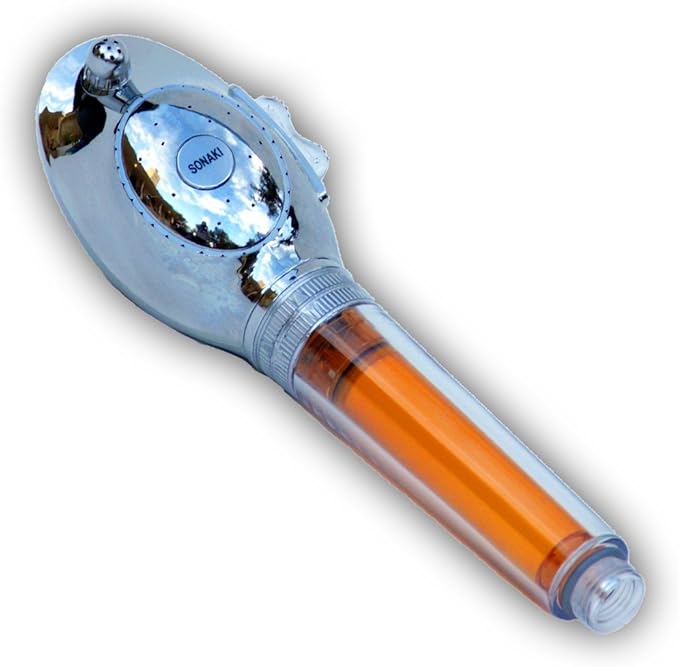 Vitamin C Shower Head With Water Filter By SONAKI - 2 Shower Filters Included - Removes Up To 99.9% Of Chlorine And Chloramines - Low Flow High Pressure