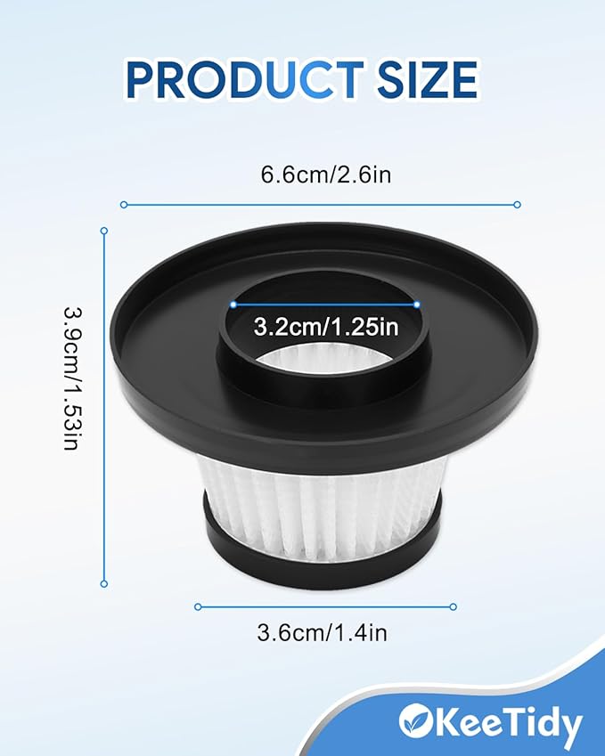 Replacement Filter Compatible with Horsepower Duck Compact Cordless Vacuum Cleaner AS Seen On TV, Vacuum Cleaner Filter Replacement Parts, Black, 4+1 Pack