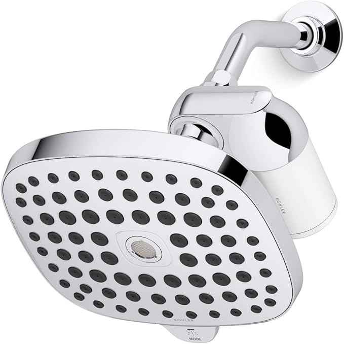 KOHLER R24670-G-CP Aquifer Filtered Showerhead with Water Filter System, Multifunction Shower Head with Filters Combo Kit for Skin and Hair, Polished Chrome