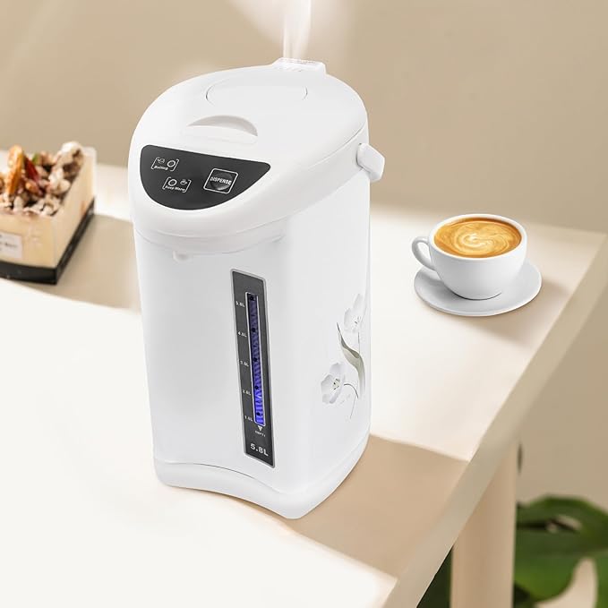 Electric Kettle, 5.8 L/196 Oz Electric Hot Water Urn Pot Dispenser, 304 Stainless Steel Water Boiler Warmer, 110V 750W Multi-Function Smart Kettle with Removable Water Tank for Offices Home (White)