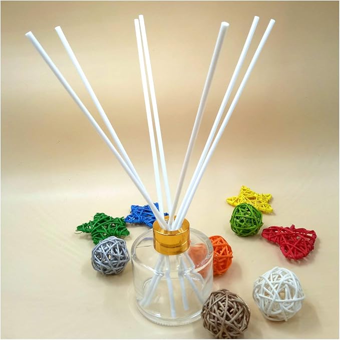 100 Pieces Fiber Reed Diffuser Replacement Refill Sticks (8" x 3mm, White) - AquaVibe