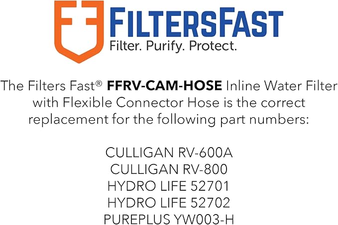 FiltersFast FFRV-CAM-HOSE Inline Water Filter Hose Faucet Sediment Cartridge for RV, Marine Boat, Car Washing, Camping, Farm, Pool, Pets, Spa, Garden, with Flexible Connector Hose