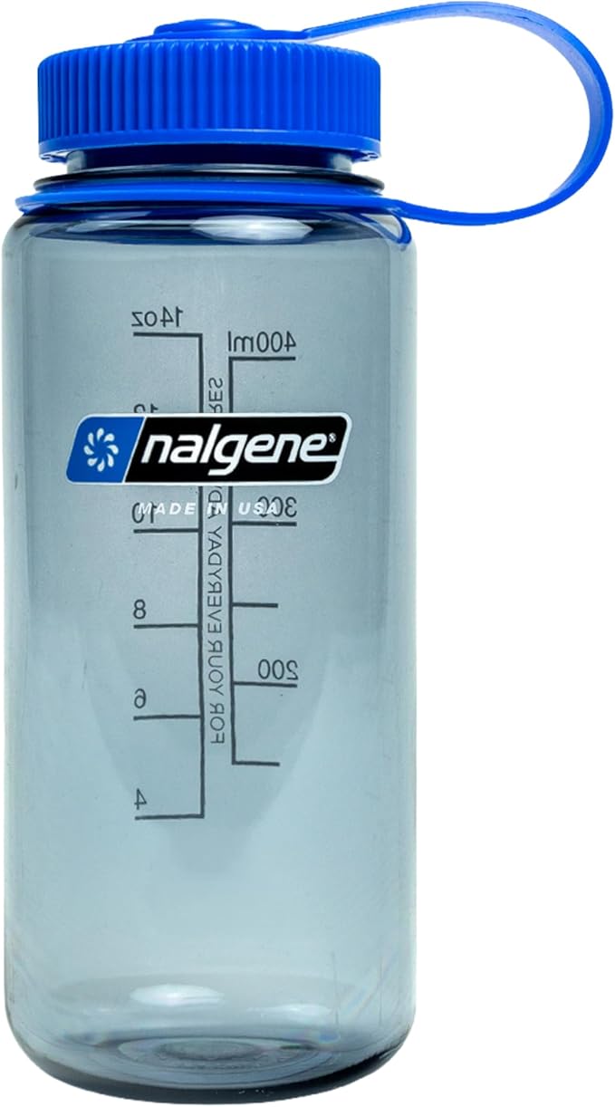 Nalgene 16 oz Wide Mouth Water Bottle | BPA-Free, Durable & Leak Proof, Lightweight Travel Bottle, Fits In Cupholders, Grey