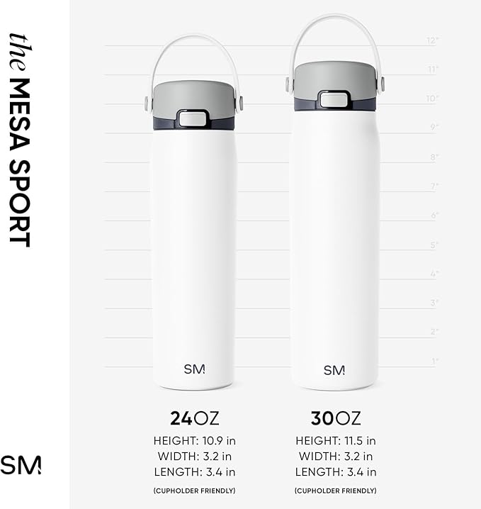 Simple Modern Mesa Sport Water Bottle with Covered Chug Lid | 24oz Cup Holder Friendly Insulated Stainless Steel Bottle for Gym, Sports and Travel | Polar Bear
