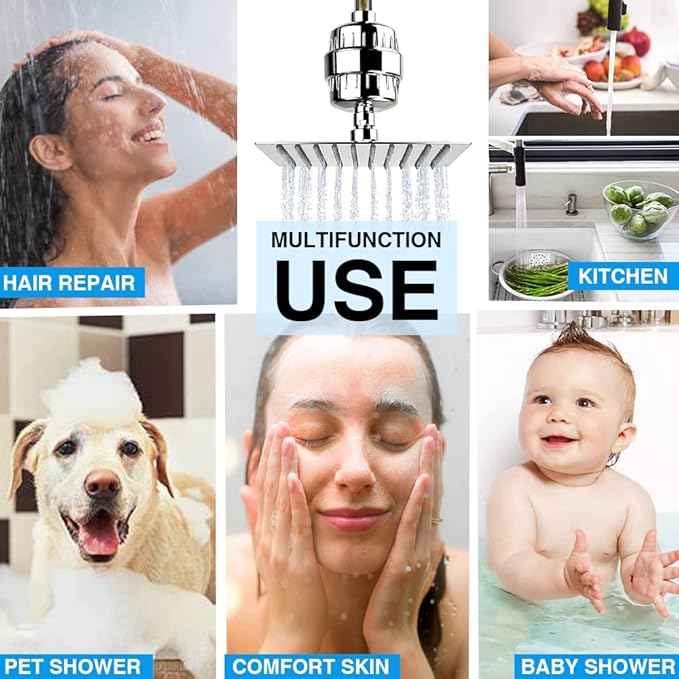 AMORIX 15 Stage Shower Filter Replacement Cartridge Reducing Chlorine Shower Water Head Filter for Hard Water Heavy Metal Impurity, Improve Skin Hair, Fit Any Similar Design Shower Water Filter