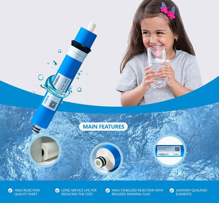 Reverse Osmosis Membrane 50GPD 11.75"x1.75" RO Membrane Water Filter Replacement Fits Under Sink RO Drinking Water Purifier System