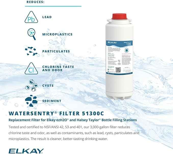Elkay Genuine WaterSentry 51300C Lead + Microplastics NSF/ANSI Certified Filter (Single)(Bottle Fillers)