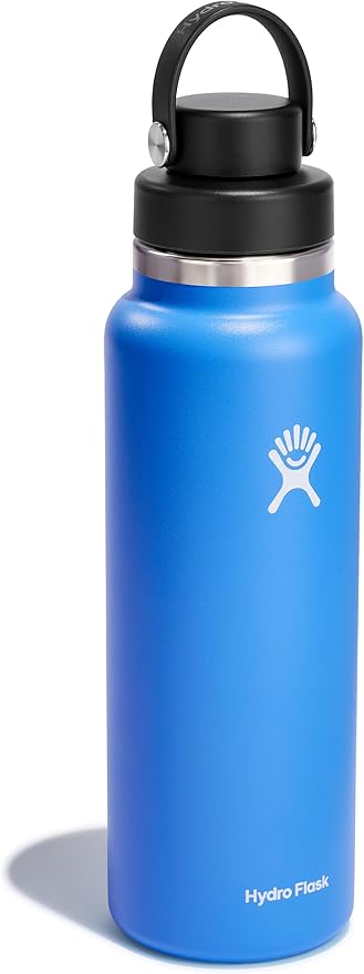 Hydro Flask Water Bottle - Insulated Stainless Steel - Wide Mouth Flex Chug Lid, Non Spill, Leakproof in 40 Oz Cascade Blue