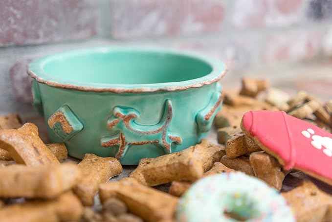 Carmel Ceramica Pdsa3001 Aqua/Green Dog Food/Water Bowl, Small
