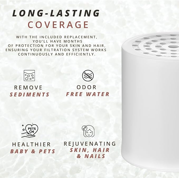 COLSEN Shower head Filter – Universal Bath Water softener for tub + 1 filter cartridge 15 stage filtration system handheld purifier for hard water, removes fluoride, vitamin c improves nails & hair