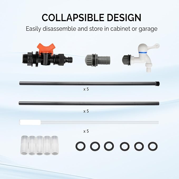VINGLI 66 Gallon Collapsible Rain Barrel, Portable Water Storage Tank, Rainwater Collection System Downspout, Water Catcher Container with Filter Spigot Overflow Kit