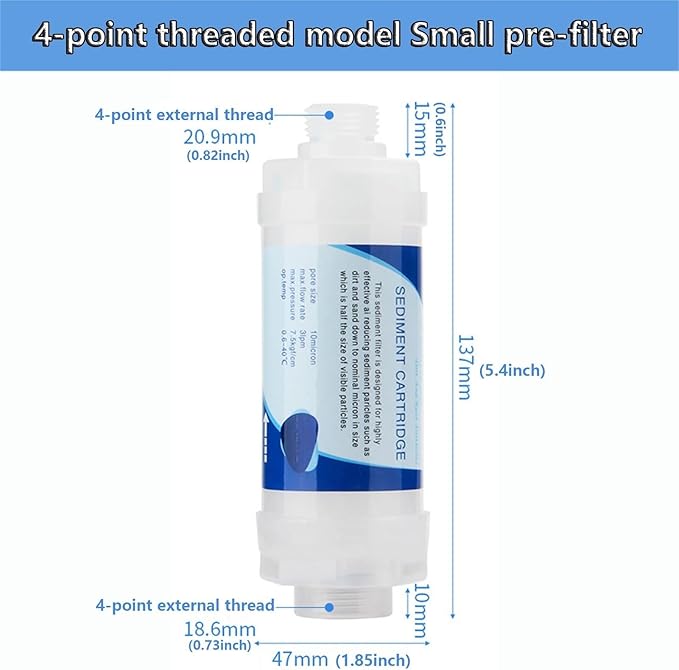 5" Sediment Pre-Filters, 4-point thread High Flow 10 Micron, for Whole House Water Filter System (pack of 10)
