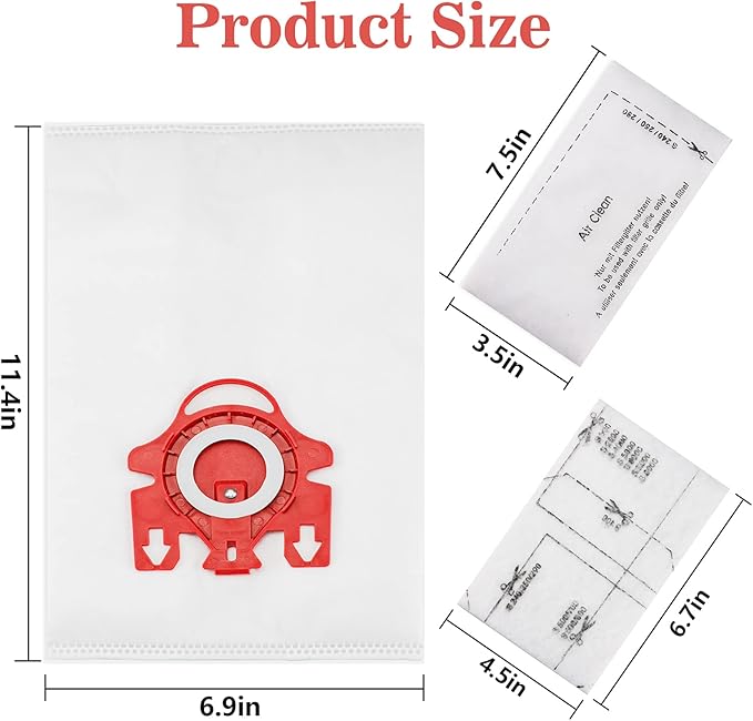 3D Airclean Dust Bags Replacement for Mie.le FJM Compact C2 Compact C1 Complete C1 S241 S290 S300i S500 S700 S4 S6 Series (Pack of 20) with 5 Motor Protection Filters 5 Air.Clean Filters - AquaVibe