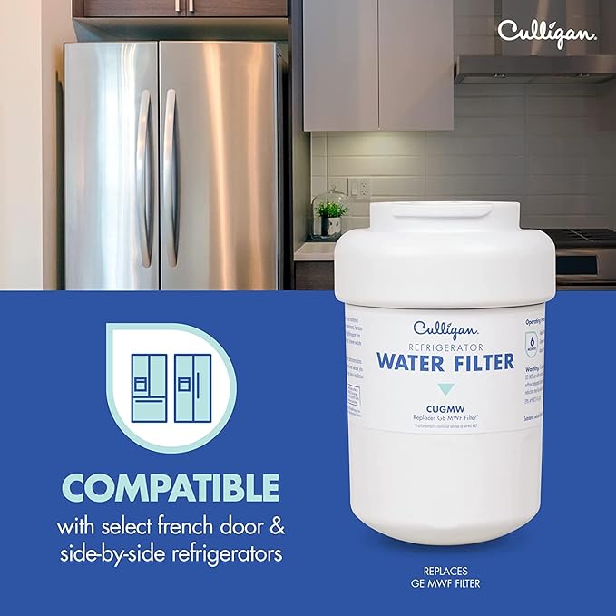 Culligan CUGMW Refrigerator Water Filter Replacement for GE Water Filter (MWF) Replace Every 6 Months (Pack of 4)