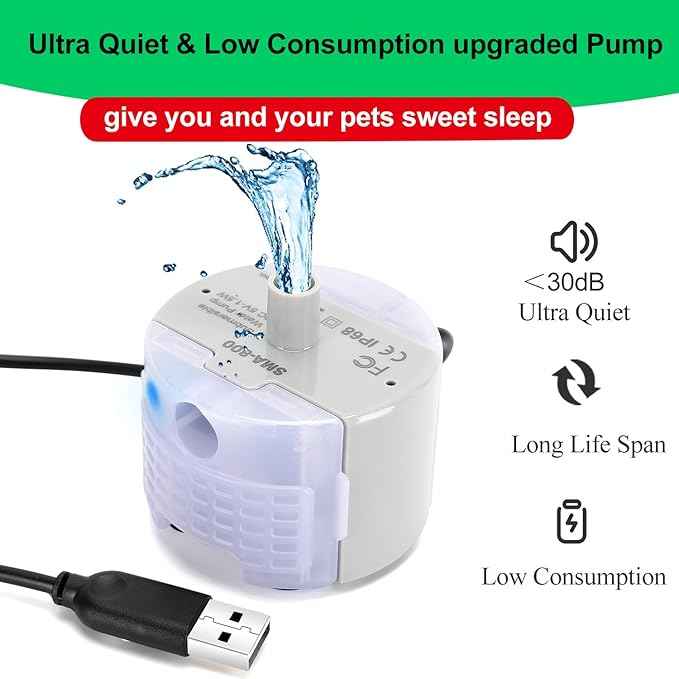 Cat Water Fountain Pump,Pet Water Fountains Pumps Replacement SMA-800 Submersible Motor,Cat Fountain Pump for Stainless Steel Cat Water Dispenser