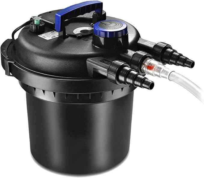 Flexzion Bio Pressure Pond Filter with UV-C Light Clarifier - 800-1600 Gallons (6000L) GPH Filtration System - Suitable for Koi Ponds, Ornamental Pools, Landscape Water & Fish Aquariums