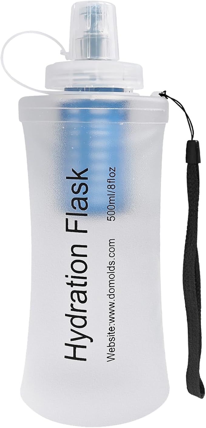 GUYI 500ml Collapsible Water Filter Bottle, Removes Impurities, BPA Free, Ultralight for Hiking, Camping, Cycling & Travel-White