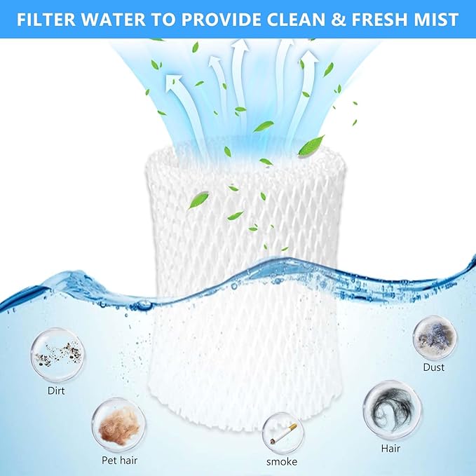 6 Pack Humidifier Wicking Replacement Filter Compatible with Canopy Bedside Humidifier ONLY, Made with Wood Pulp & Paper Filter