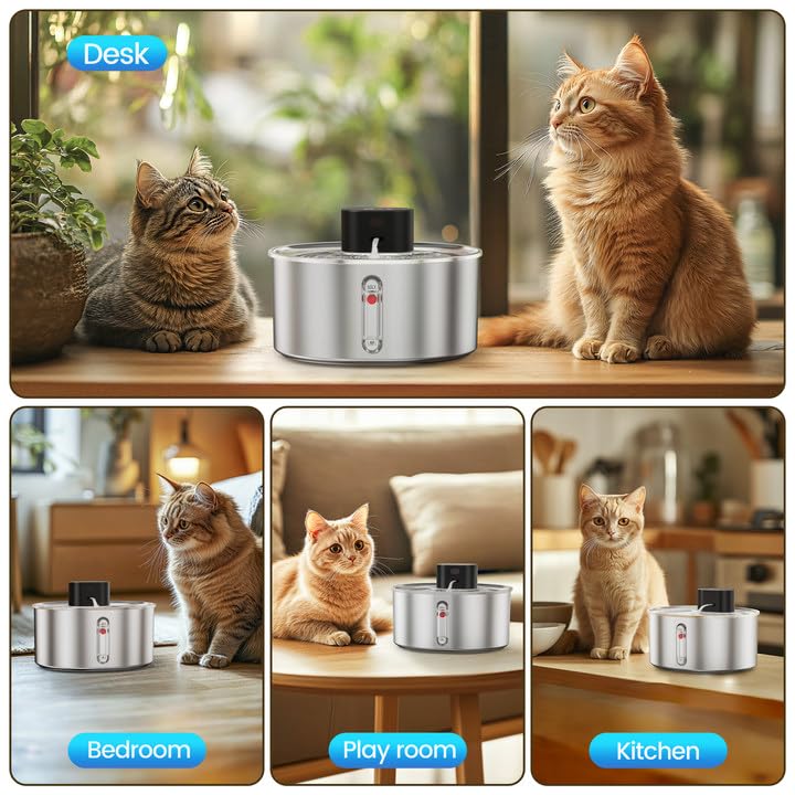 No Pump Cat Water Fountain with 3 Filter