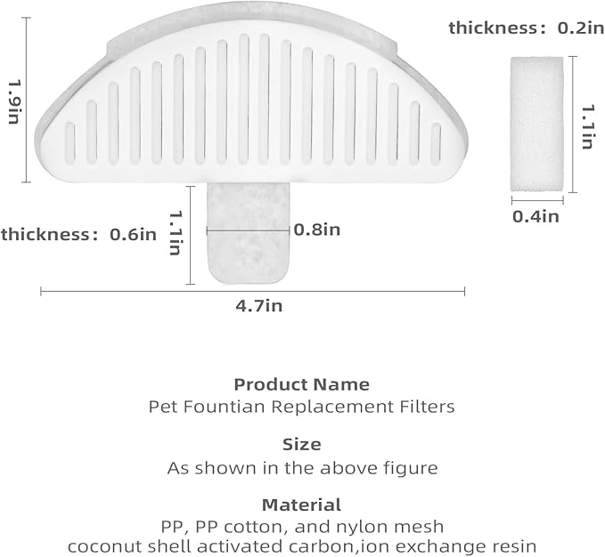 9 Pack Cat Water Fountain Filter Compatible with Cat Dispenser - 67oz/2L Automatic Water Feeder (9 Filters+18 Sponges)