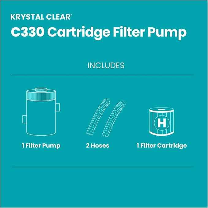 INTEX C330 Cartridge Filter Pump for Above Ground Pools: 330 GPH Pump Flow Rate - Auto Timer - HydroAeration Technology - Includes Type H Filter Cartridge - Turnover Rate/System Flow 300 GPH