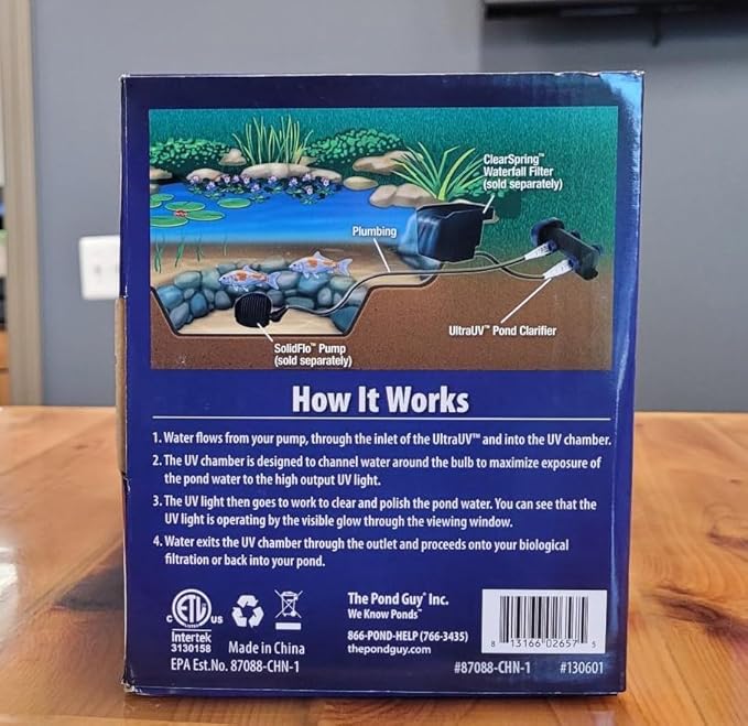 The Pond Guy UltraUV Ultraviolet Pond Water Clarifier, EPA Registered UV Light, Planktonic Algae & Green Water UVC Treatment, Plant, Koi Fish, Duck, Turtle, & Aquatic Life Safe, 18 Watt