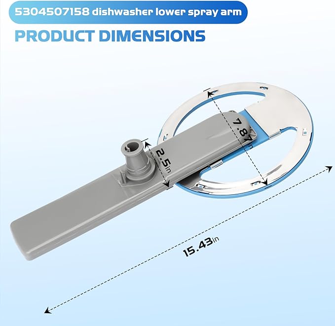 5304507158 Dishwasher Lower Spray Arm Assembly for Frigidaire Dishwashers and Can Replace Ap6036393 5304496935 5304498139