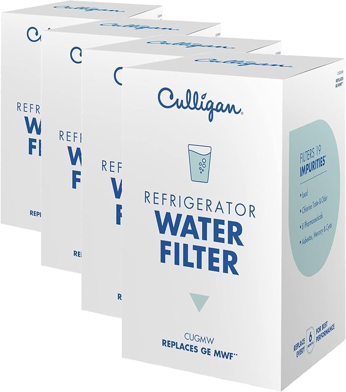 Culligan CUGMW Refrigerator Water Filter Replacement for GE Water Filter (MWF) Replace Every 6 Months (Pack of 4)