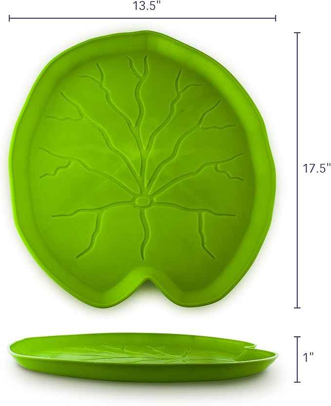 PetStandard Premium Pet Food Tray - Dog and Cat Food Mat with Green Leaf Design - Best for Catit and Drinkwell Water Pet Fountains. Fountain Not Included