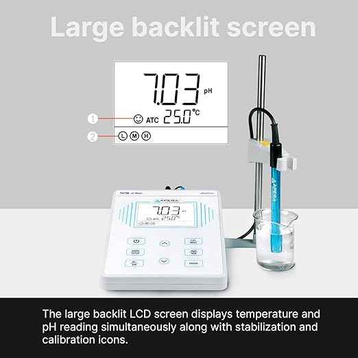 Apera Instruments, LLC-AI501 PH700 Benchtop Lab pH Meter, 0.01 pH Accuracy, 1-3 Points Auto Calibration, 3-in-1 pH/Temp. Electrode