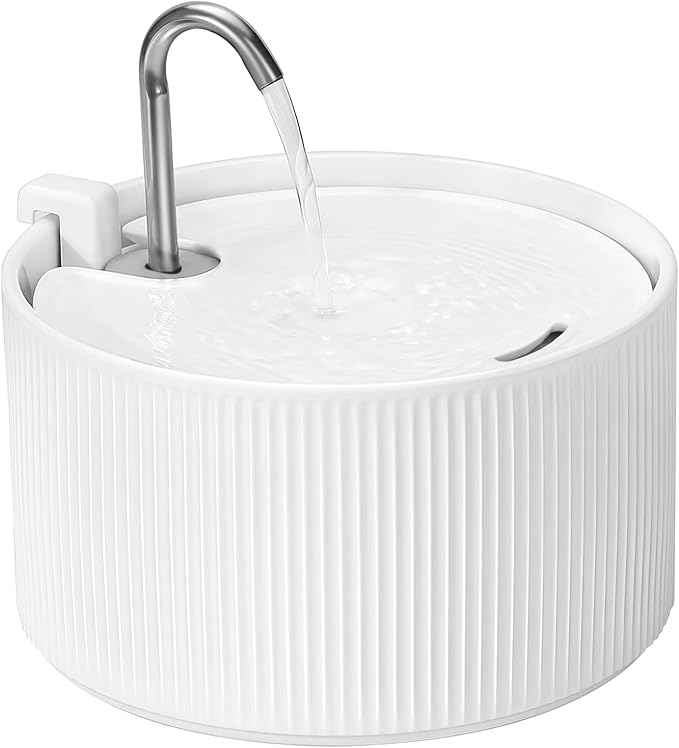 Upgrade Ceramic Cat Water Fountain, 2.2L/78oz Ceramic Cat Fountain, Automatic Ceramic Water Fountain for Cats, Pet Water Fountain with Ultra-Quiet Pump (White)