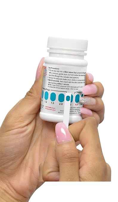 Industrial Test Systems SenSafe 481026 Free Chlorine Test Strip | USEPA Approved Method D99-003 | 0-6ppm | 0.05ppm Detection | No Bleach-Out | Bottle of 50 | Drinking Water, Food Service, Restaurant