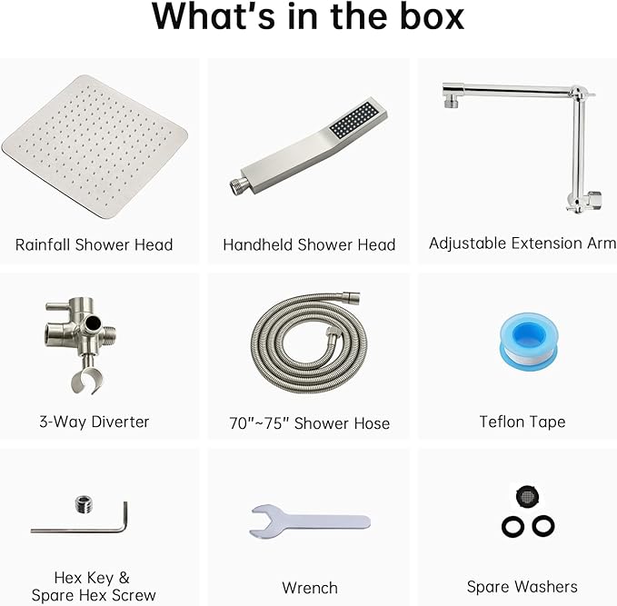 G-Promise All Metal 12 Inch Dual Shower Head with Handheld Combo, Rain Shower Head, with 16 Stage Shower Filter For Hard Water, Reduces Chlorine and Fluoride, Improves Dry Skin (Brushed Nickel)