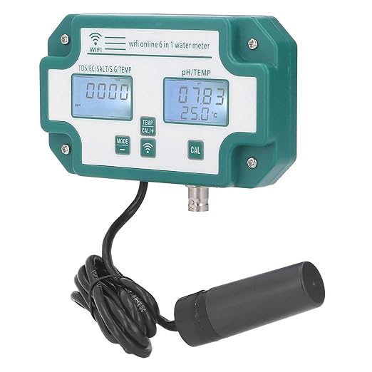 Water Quality Meter, 6 in 1 Multifunctional Water Tester TDS EC SG Salt Temperature Tester with Connection Multi Parameter Water Monitor for Pool, Aquarium, Fish Tank, (