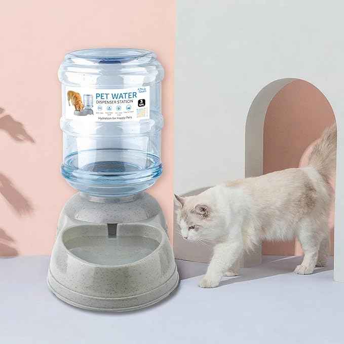 3 Gallon Large Dog Water Dispenser, Automatic Gravity Pet Waterer Station for Large Dogs and Multiple Pets, Indoor/Outdoor Dog Water Bowl with Anti-Slip Base, BPA-Free, Grey