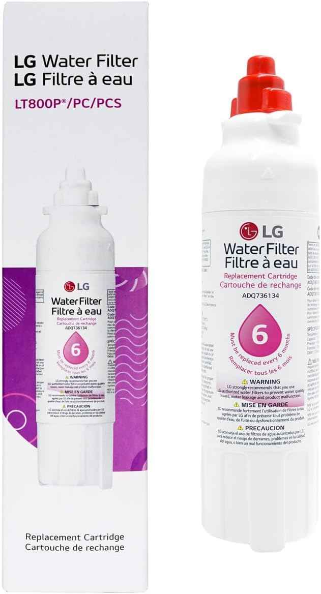 LG LT800P- 6 Month / 200 Gallon Capacity Replacement Refrigerator Water Filter (NSF42 and NSF53) ADQ73613401, ADQ73613408, or ADQ75795104, White