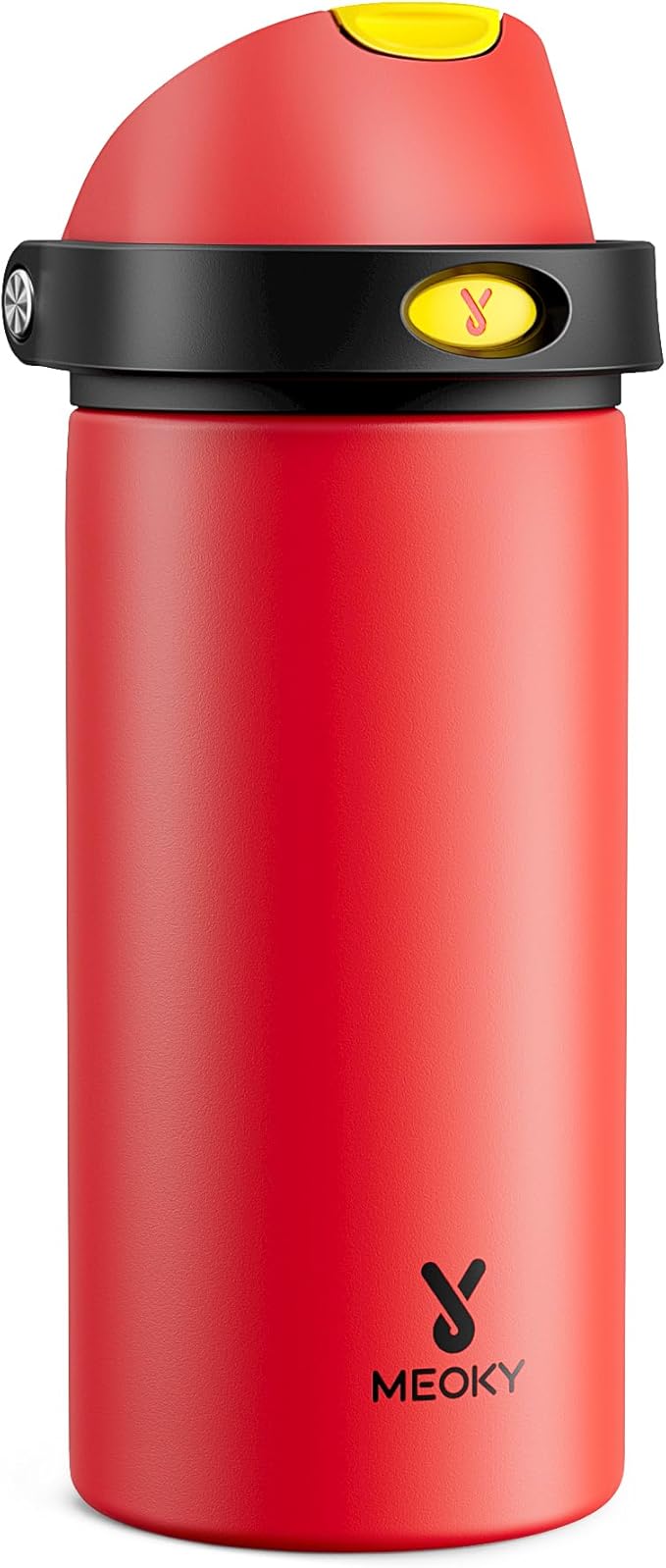 18 oz Kids Water Bottle for Sports: Meoky 18 oz Stainless Steel Insulated Water Bottle with 2-in-1 Straw and Spout Lid - Leak Proof, Cold for 24 Hours, BPA-Free for Teens Boys Girls, Heroic Red