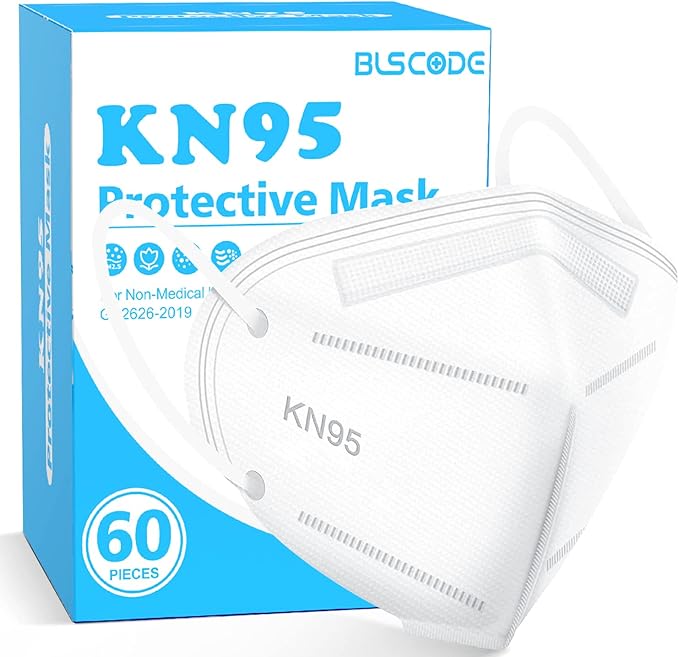 BLScode KN95 Face Mask 60 Pack,Individually Wrapped 5-Layer face Masks,Filter Efficiency≥95% - AquaVibe