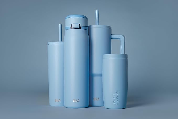 Simple Modern Mesa Loop Water Bottle with Straw | 30oz Cup Holder Friendly Insulated Stainless Steel Bottles for Travel, Sports and School | Snow Day